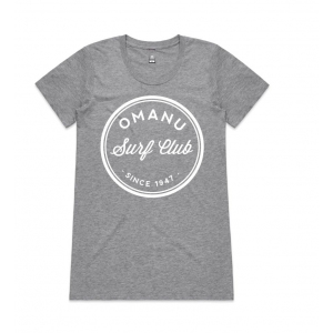 Women's Wafer Tee with Front + Back Print - Grey Marle