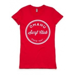 Women's Wafer Tee with Front Print - Red